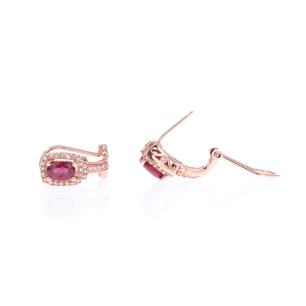 14KT Rose Gold Ruby Diamond Drop Earrings Harmony Jewellers Grimsby, ON