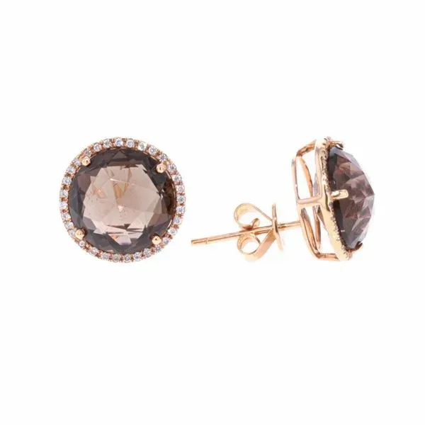 18KT Rose Gold Smoky Quartz and 0.19ctw Diamond Earrings Harmony Jewellers Grimsby, ON