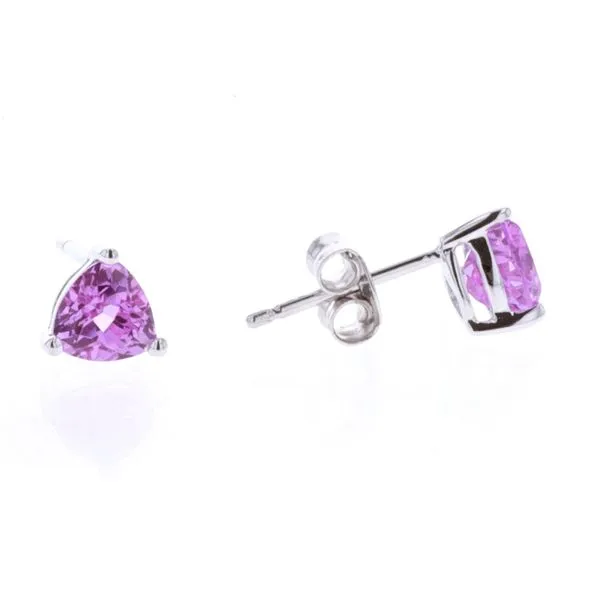 10KT White Gold Created Pink Sapphire Birthstone Earrings Harmony Jewellers Grimsby, ON