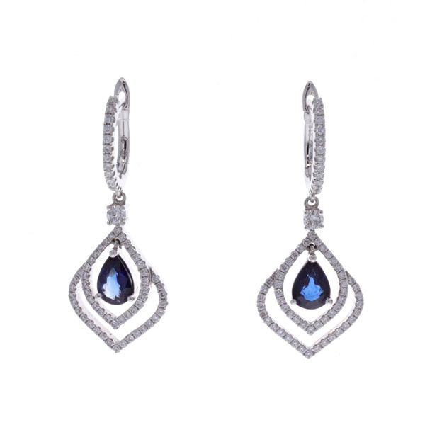 18KT White Gold Natural Blue Sapphire and 0.86ctw Diamond Earrings Harmony Jewellers Grimsby, ON