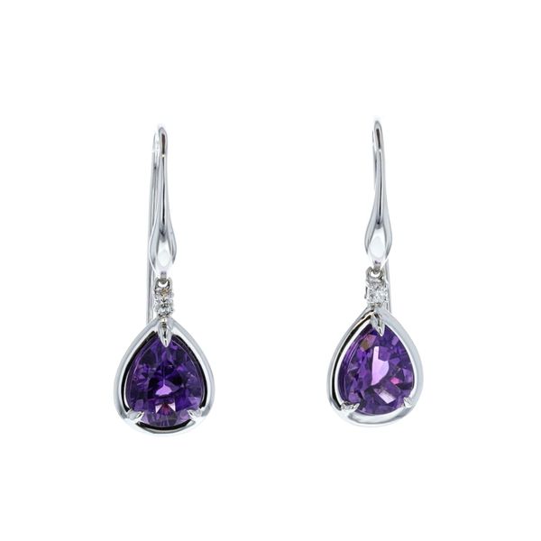 18KT White Gold Amethyst and 0.05ctw Diamond Drop Earrings Harmony Jewellers Grimsby, ON