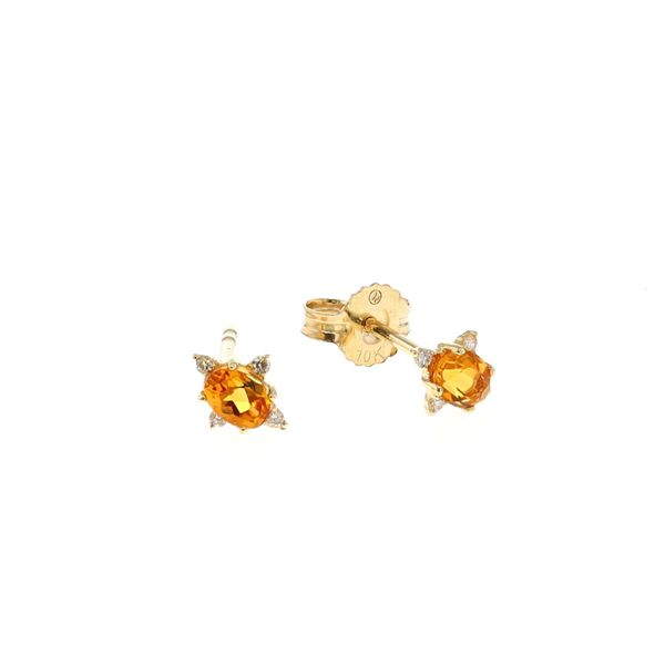 10KT Yellow Gold Citrine and 0.04ctw Diamond Stud Earrings Harmony Jewellers Grimsby, ON
