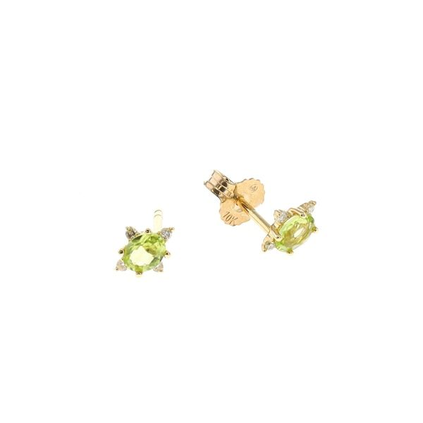 10KT Yellow Gold Peridot and 0.04ctw Diamond Stud Earrings Harmony Jewellers Grimsby, ON