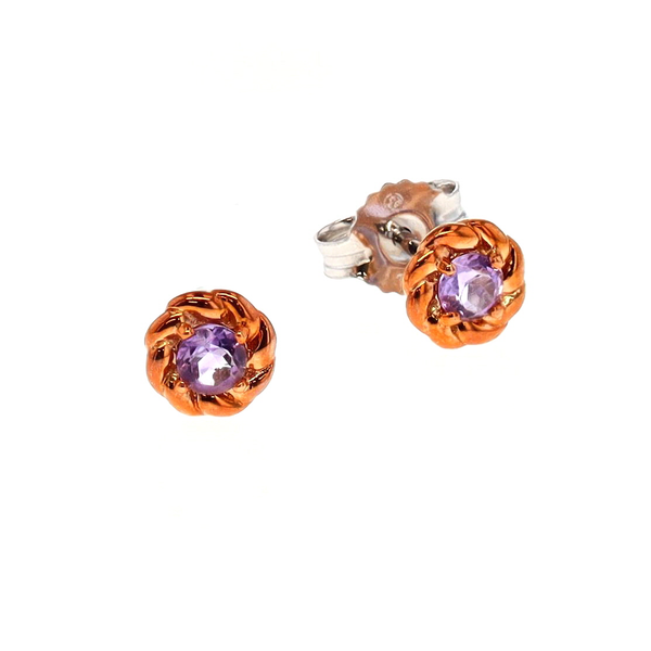 10KT Rose and White Gold Lilac Amethyst Stud Earrings Harmony Jewellers Grimsby, ON