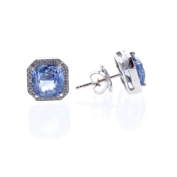 18KT White Gold Natural Blue Sapphire and 0.20ctw Diamond Estate Earrings Harmony Jewellers Grimsby, ON