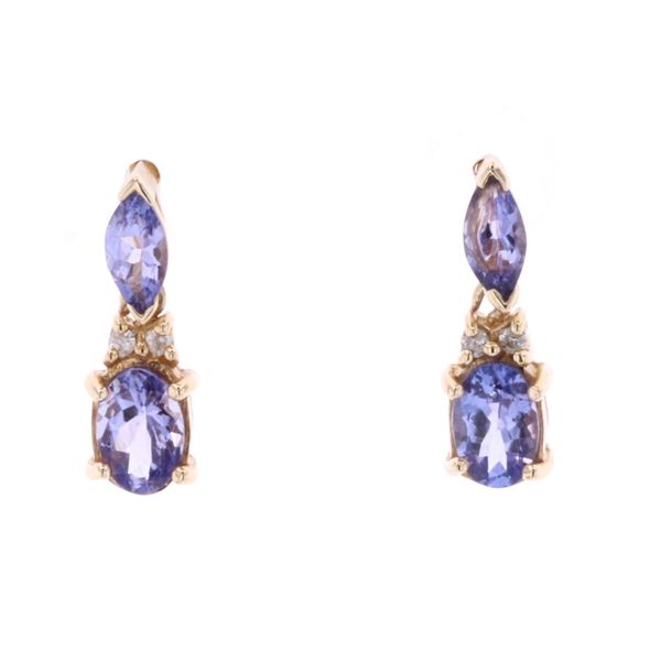 14KT Yellow Gold Natural Tanzanite and 0.04ctw Diamond Estate Earrings Harmony Jewellers Grimsby, ON