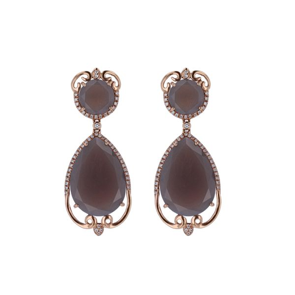 18KT Rose Gold Agate and 0.50ctw Diamond Estate Earrings Harmony Jewellers Grimsby, ON