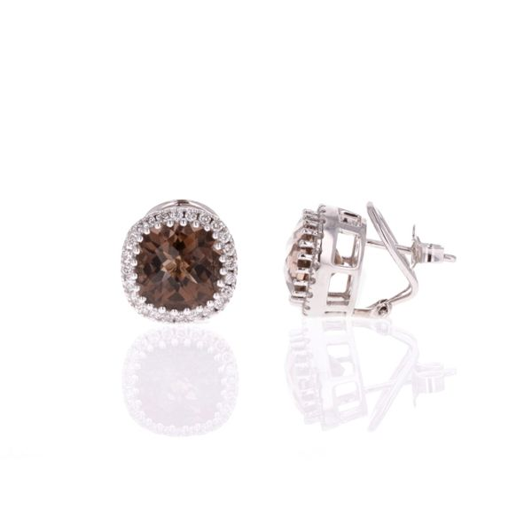 14KT White Gold Smoky Quartz and 0.58ctw Diamond Estate Earrings Harmony Jewellers Grimsby, ON