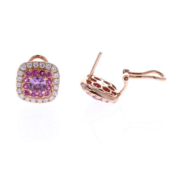 18KT Rose Gold Natural Pink Sapphire and 0.75ctw Diamond Estate Earrings Harmony Jewellers Grimsby, ON