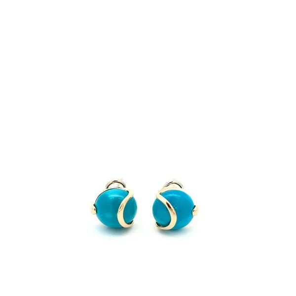 14KT Yellow Gold Natural Turquoise Earrings Harmony Jewellers Grimsby, ON