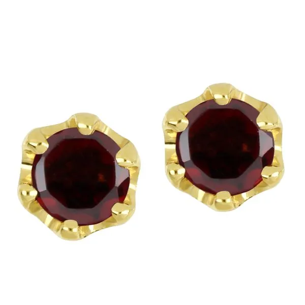10KT Yellow Gold Genuine Garnet Stud Earrings Harmony Jewellers Grimsby, ON