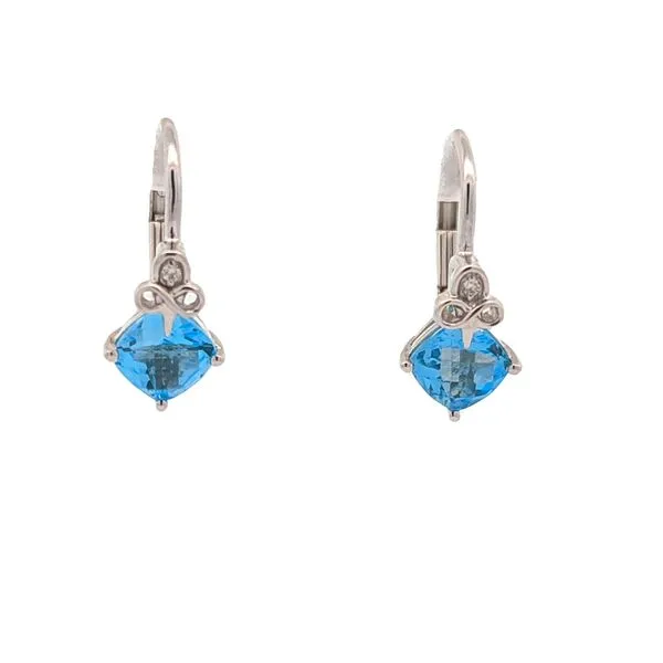 10KT White Gold Swiss Blue Topaz and 0.008ct Diamond Earrings Harmony Jewellers Grimsby, ON