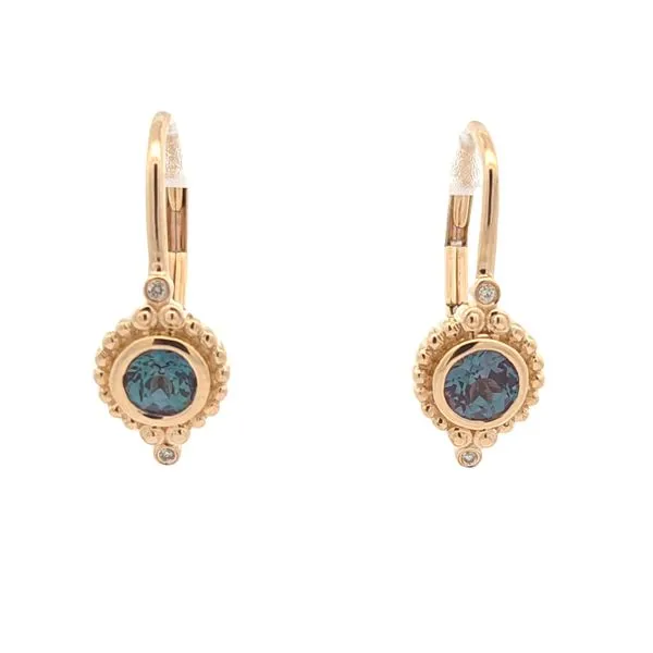 10KT Yellow Gold Created Alexandrite and Diamond Earrings Harmony Jewellers Grimsby, ON