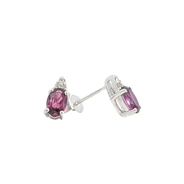 10KT White Gold Garnet and Diamond Stud Earrings Harmony Jewellers Grimsby, ON