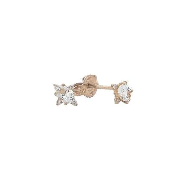 10KT Yellow Gold White Topaz and 0.04ctw Diamond Stud Earrings Harmony Jewellers Grimsby, ON