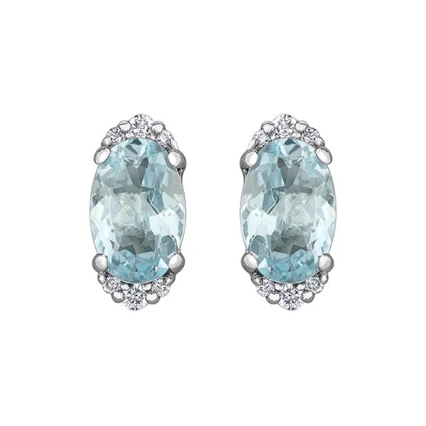 10K White Gold Aquamarine & Diamond Stud Earrings Harmony Jewellers Grimsby, ON