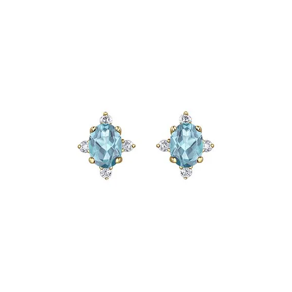10K Yellow Gold Aquamarine Diamond Stud Earrings Harmony Jewellers Grimsby, ON