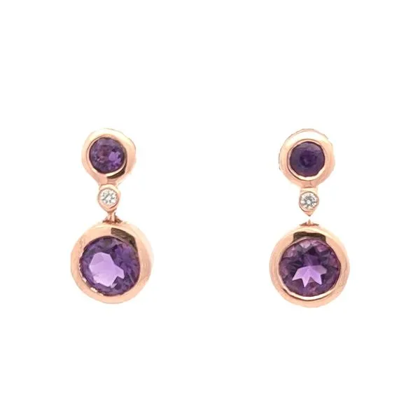 10K Two-Toned Gold Amethyst Diamond Drop Earrings Harmony Jewellers Grimsby, ON