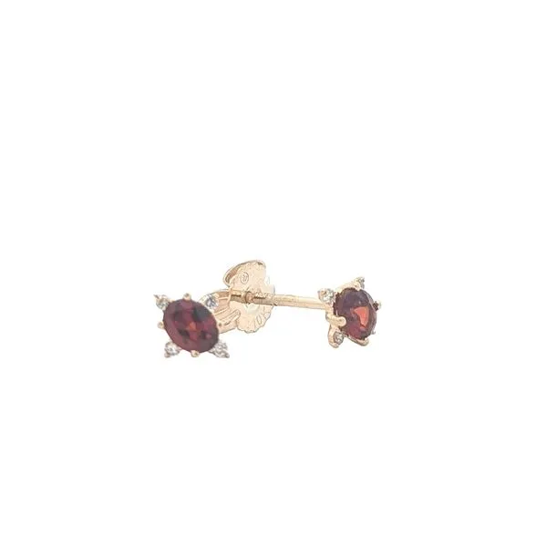 10KT Yellow Gold Garnet and 0.04ctw Diamond Stud Earrings Harmony Jewellers Grimsby, ON