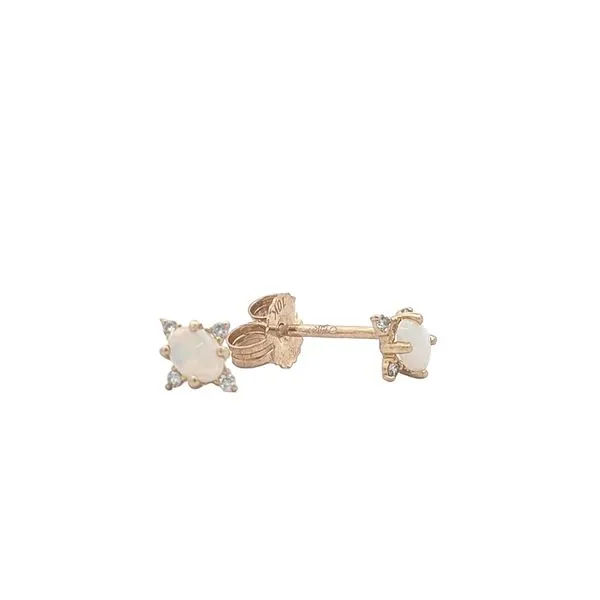 10KT Yellow Gold Opal and 0.04ctw Diamond Stud Earrings Harmony Jewellers Grimsby, ON