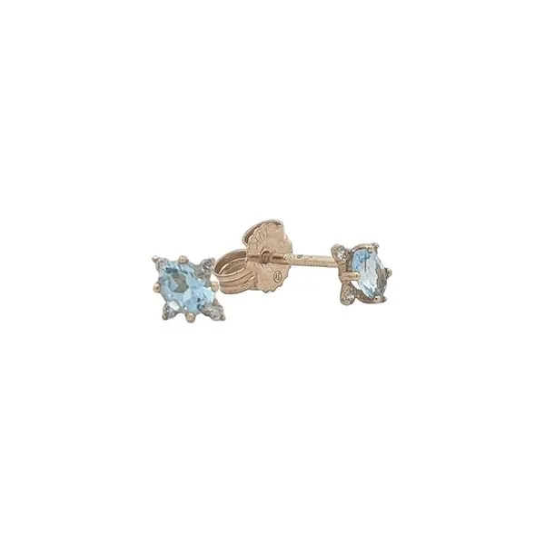 10KT Yellow Gold Aquamarine and 0.04ctw Diamond Stud Earrings Harmony Jewellers Grimsby, ON