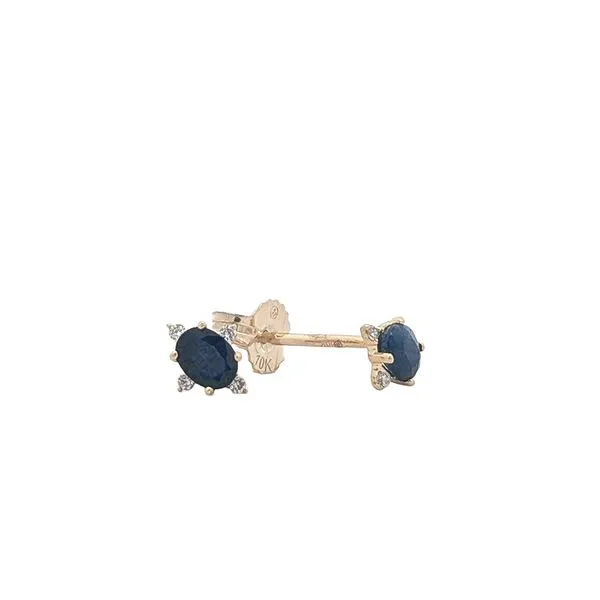 10KT Yellow Gold Sapphire and 0.04ctw Diamond Stud Earrings Harmony Jewellers Grimsby, ON