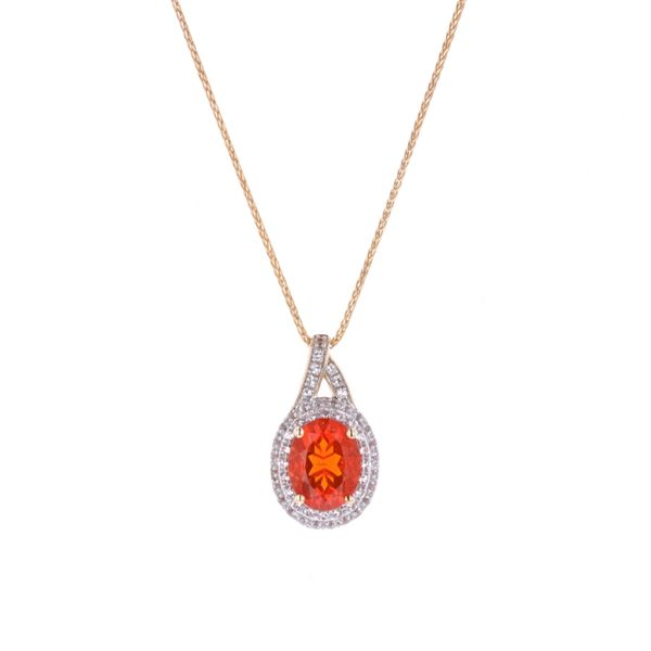 14KT Yellow Gold Fire Opal White Topaz Necklace Harmony Jewellers Grimsby, ON