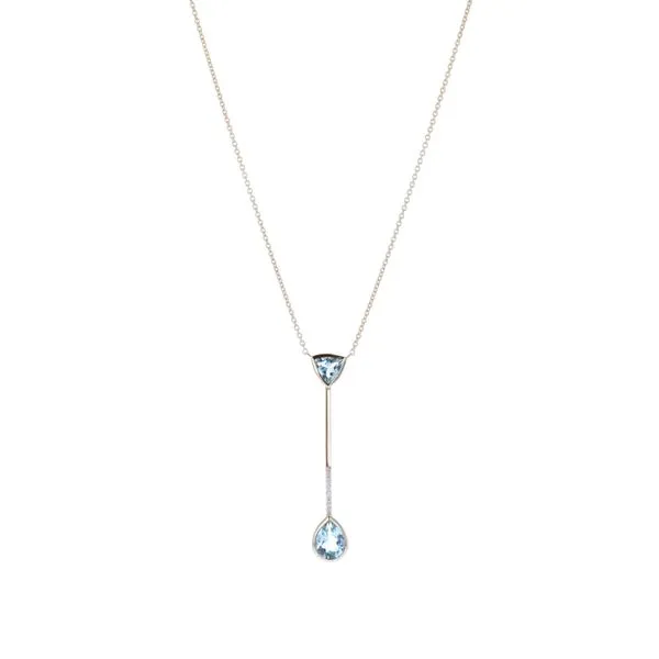 14KT Yellow Gold Blue Topaz 0.06ctw Diamond Necklace Harmony Jewellers Grimsby, ON