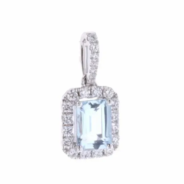 18KT White Gold Aquamarine and 0.28ctw Diamond Pendant Harmony Jewellers Grimsby, ON