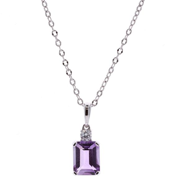 14-18KT White Gold Amethyst and 0.11ctw Diamond 17