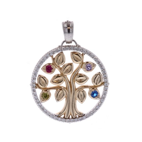 10KT Yellow and White Gold Family Tree Birthstone Pendant Harmony Jewellers Grimsby, ON