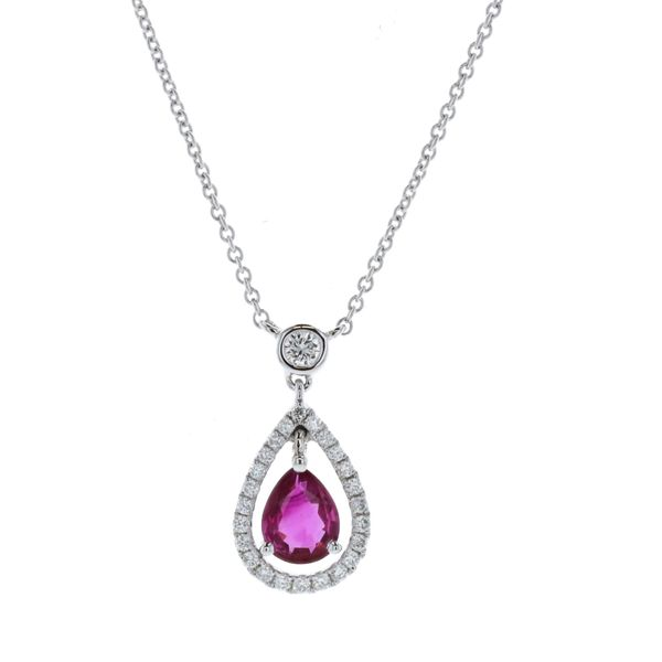 18KT White Gold Ruby and 0.14ctw Diamond 16