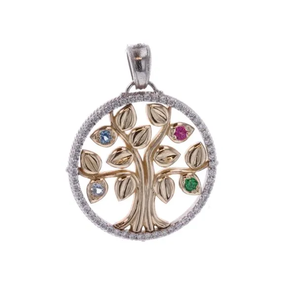 10KT Yellow and White Gold Family Tree Birthstone 16