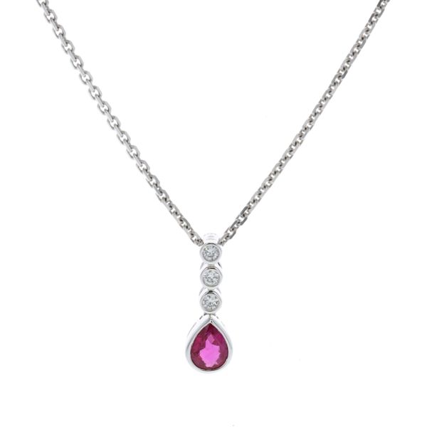 18KT White Gold Ruby and 0.05ctw Diamond 20