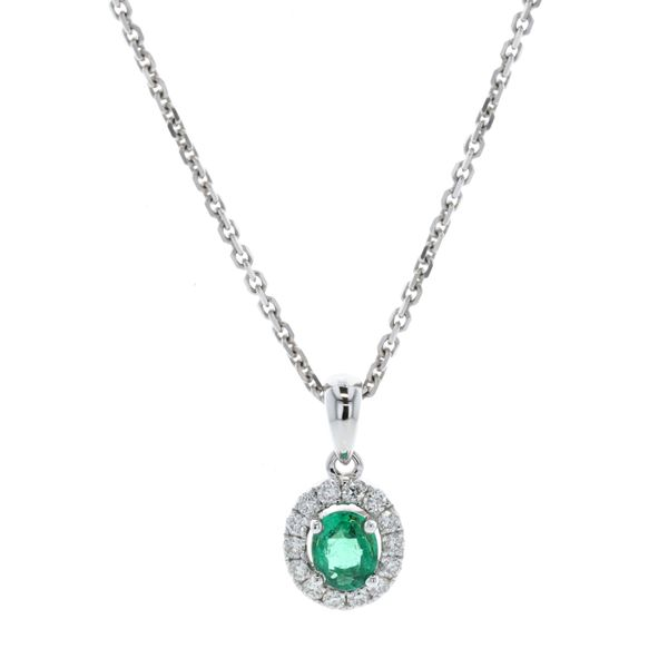 18KT White Gold Emerald and 0.17ctw Diamond 18