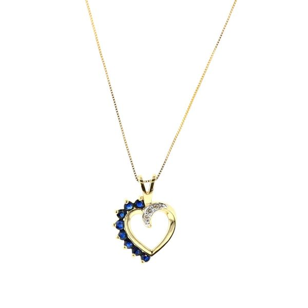 10KT Yellow Gold Sapphire and 0.03ctw Diamond Heart Necklace Harmony Jewellers Grimsby, ON