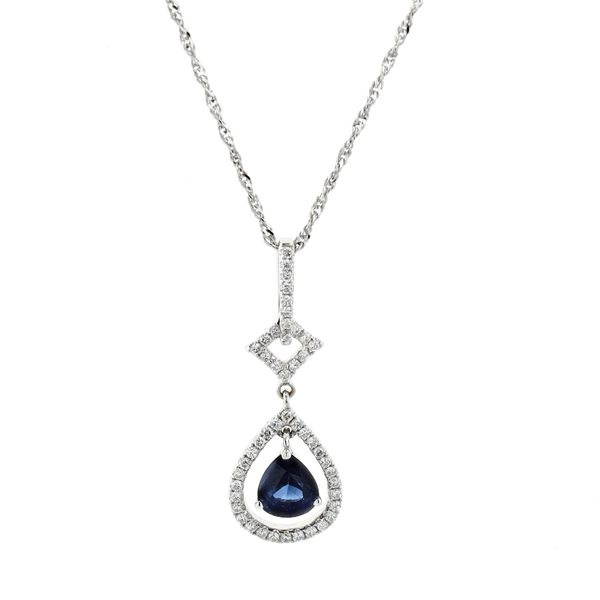 18KT White Gold Sapphire and 0.18ctw Diamond 16