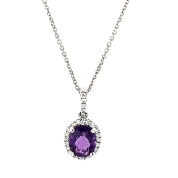 18KT White Gold Amethyst and 0.19ctw Diamond 18