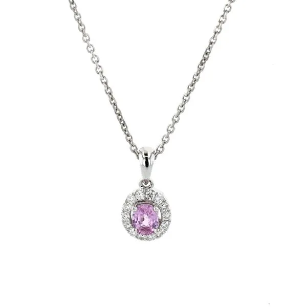 18KT White Gold Pink Sapphire and 0.17ctw Diamond 18