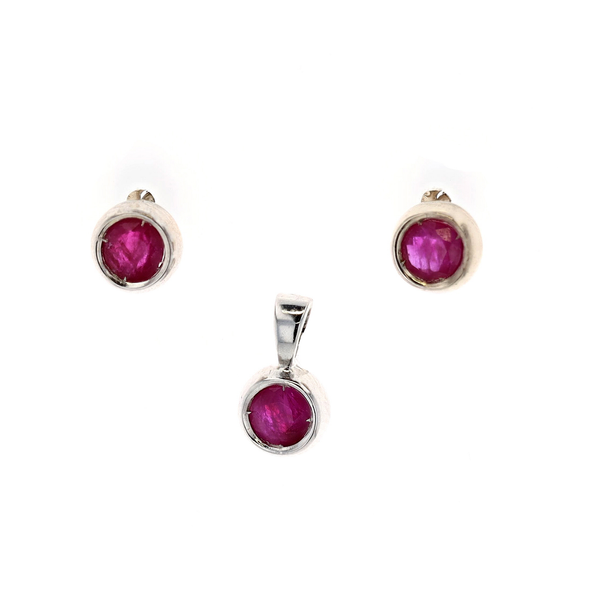 10KT White Gold Ruby Stud Earrings and Matching Necklace Harmony Jewellers Grimsby, ON