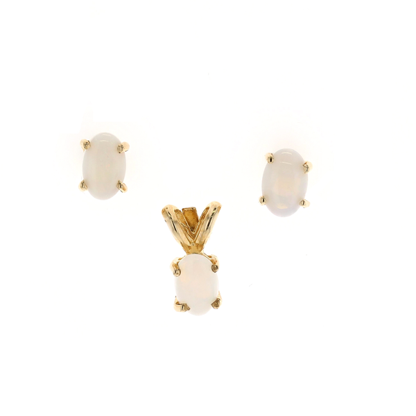 10KT Yellow Gold Opal Stud Earrings with Matching Pendant Harmony Jewellers Grimsby, ON