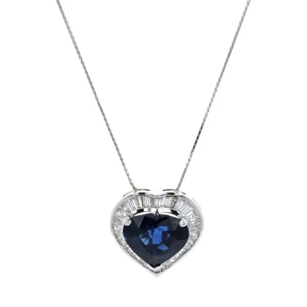 18KT White Gold Natural Blue Sapphire and 1.15ctw Diamond Heart 16