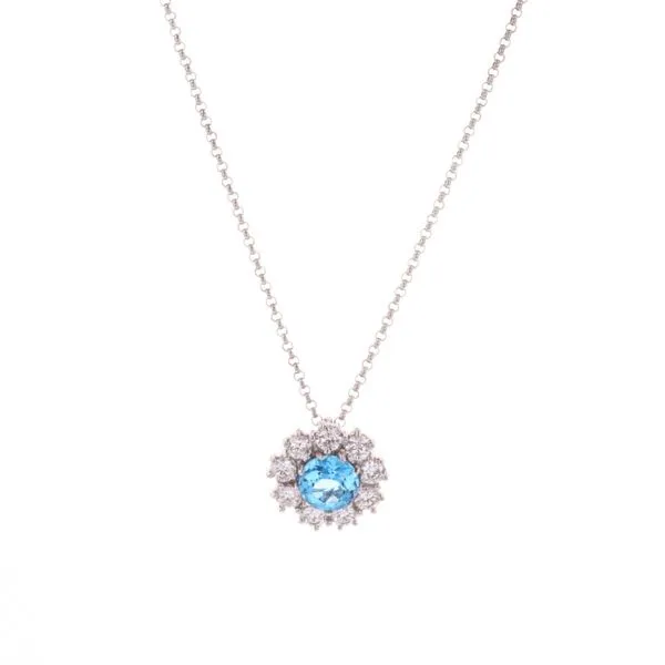 Platinum and 18KT White Gold Diamond and Blue Topaz Estate Necklace Harmony Jewellers Grimsby, ON