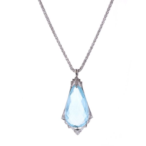 14KT White Gold 52.07ctw Blue Topaz and Diamond Estate Necklace Harmony Jewellers Grimsby, ON