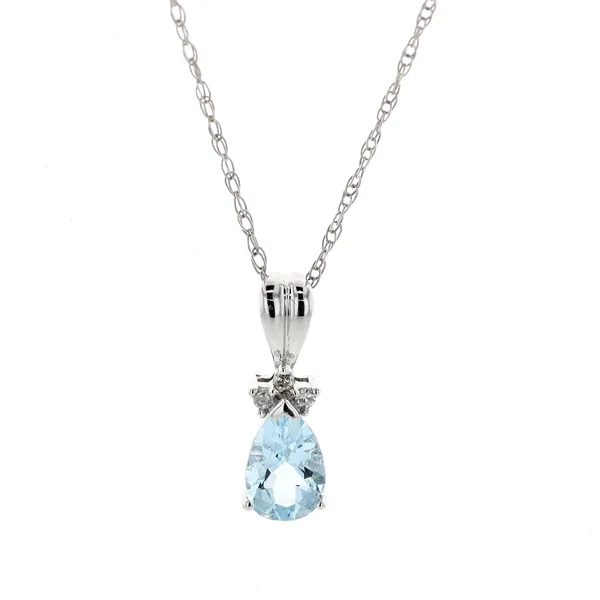 10KT White Gold Blue Topaz and Diamond 18