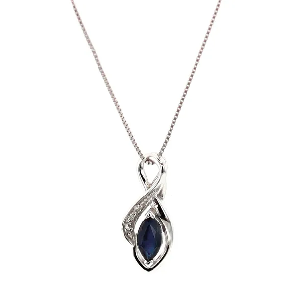 10KT White Gold Sapphire and 0.018ctw Diamond Necklace Harmony Jewellers Grimsby, ON