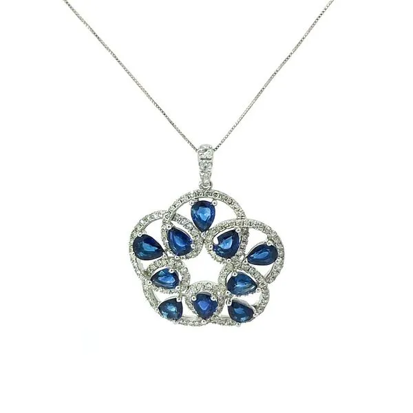 14KT White Gold Sapphire and 0.69ctw Diamond Estate Necklace Harmony Jewellers Grimsby, ON