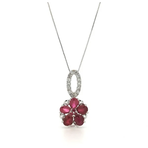 14KT White Gold Ruby and 0.12ctw Diamond Estate 18