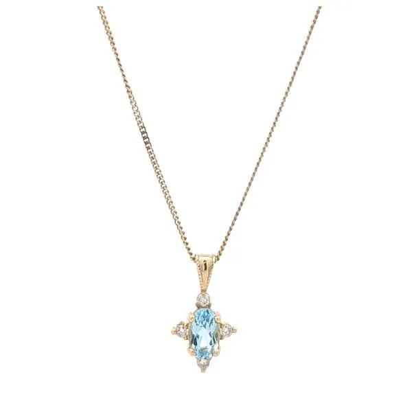 10KT Yellow Gold Aquamarine and 0.03ctw Diamond 18