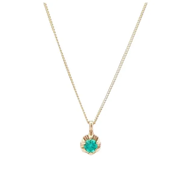 10KT Yellow Gold Genuine Emerald 18